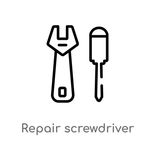 Outline Repair Screwdriver Vector Icon Isolated Black Simple Line Element — Stock Vector