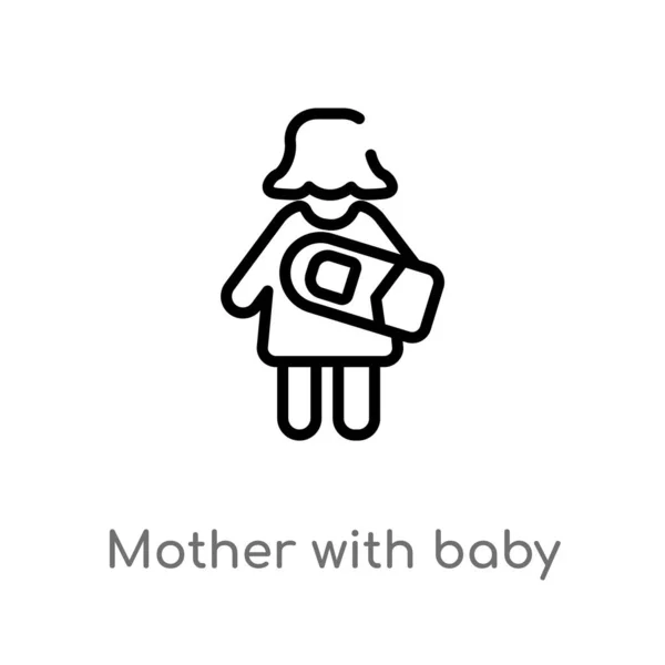 Outline Mother Baby Arms Vector Icon Isolated Black Simple Line — Stock Vector