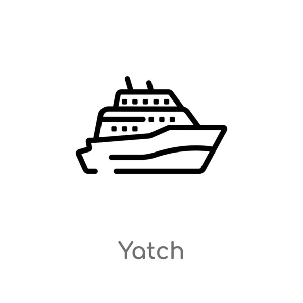 Contour Yatch Icône Vectorielle Illustration Isolée Élément Ligne Simple Noir — Image vectorielle