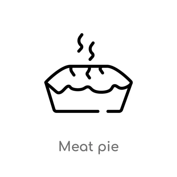 Outline Meat Pie Vector Icon Isolated Black Simple Line Element — Stock Vector