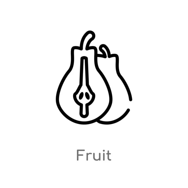 Outline Fruit Vector Icon Isolated Black Simple Line Element Illustration — Stock Vector