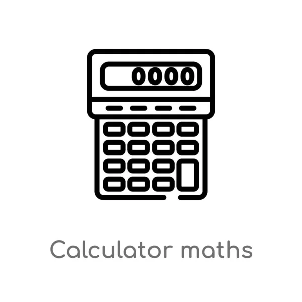 Contour Calculatrice Maths Outil Vecteur Icône Illustration Isolée Élément Ligne — Image vectorielle