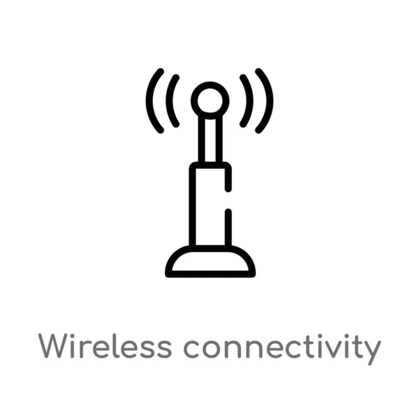 Overzicht Draadloze Connectiviteit Vector Pictogram Geïsoleerde Zwarte Eenvoudige Lijn Element — Stockvector