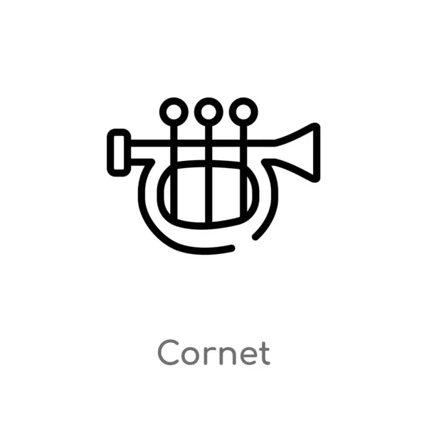 Kontur Ikona Wektor Cornet Białym Tle Prosta Ilustracja Elementu Linii — Wektor stockowy