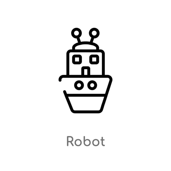 Obrysová Ikona Vektorového Robota Izolovaný Černý Jednoduchý Linkovou Prvek Ilustrace — Stockový vektor