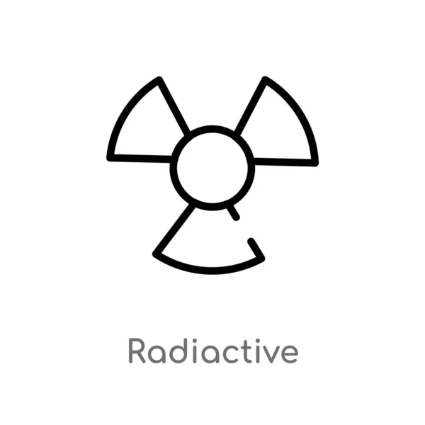 Outline Radiactive Vector Icon Isolated Black Simple Line Element Illustration — Stok Vektör