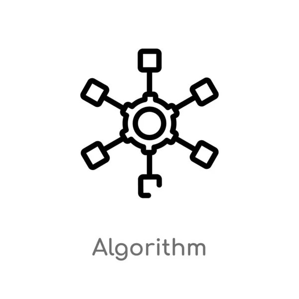알고리즘 아이콘을 윤곽선으로 표시합니다 개념에서 간단한 배경에서 가능한 스트로크 알고리즘 — 스톡 벡터