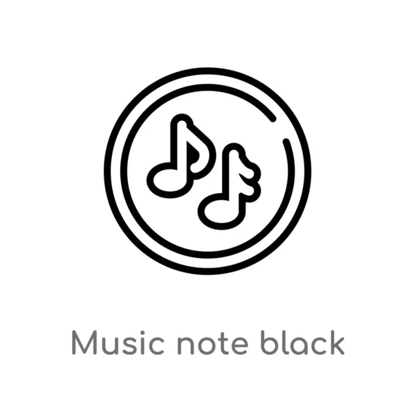 Outline Muzieknoot Zwart Vector Icoon Geïsoleerde Zwarte Eenvoudige Lijn Element — Stockvector