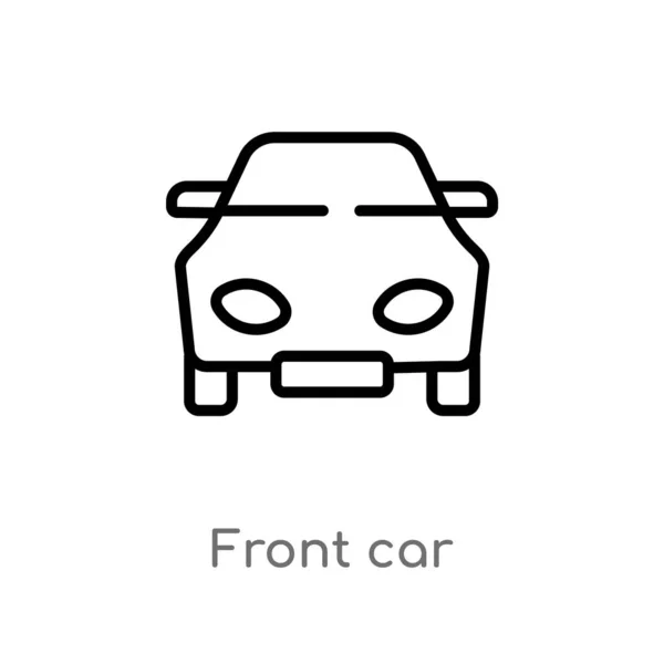 Contorno Ícone Vetor Carro Dianteiro Isoladamente Preto Simples Ilustração Elemento — Vetor de Stock