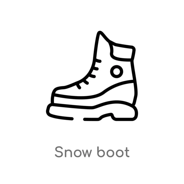 Outline Snow Boot Vector Icon Isolated Black Simple Line Element — Stock Vector