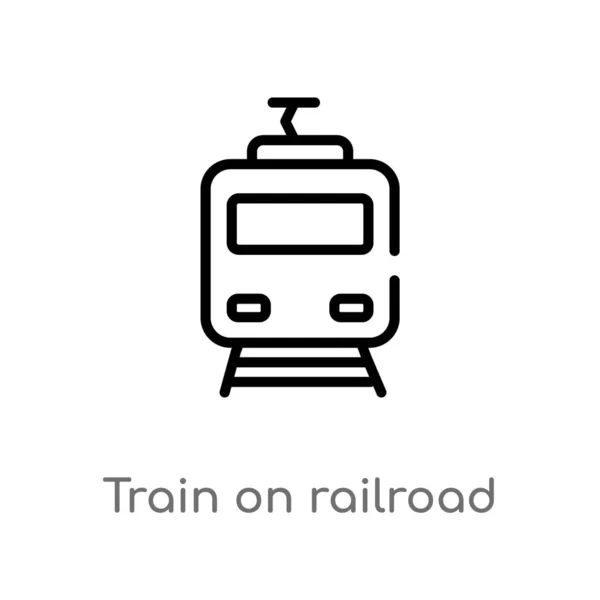 Kontur Tåg Järnväg Vektor Ikon Isolerad Svart Enkel Linjeelement Illustration — Stock vektor