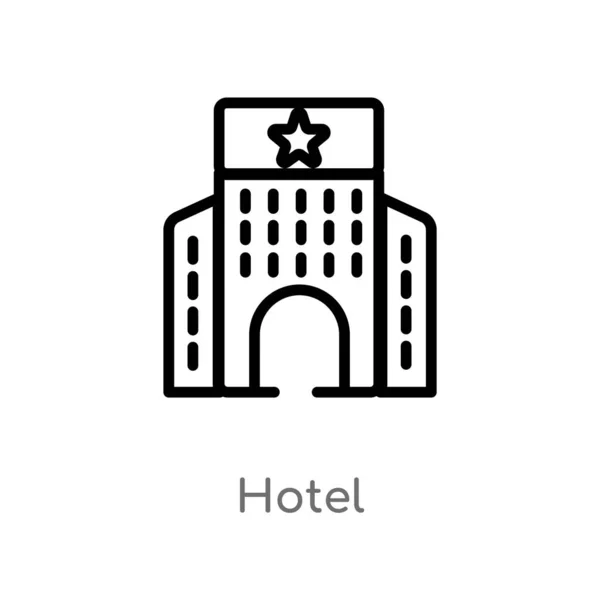 Outline Hotel Vector Icon Isolated Black Simple Line Element Illustration — Stock Vector