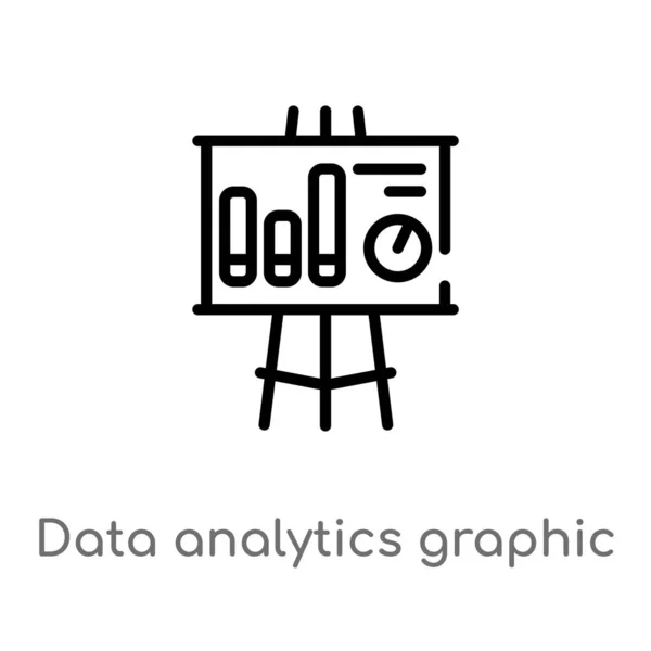 Umreißen Datenanalyse Grafik Auf Einem Präsentationsbildschirm Vektor Symbol Isolierte Schwarze — Stockvektor