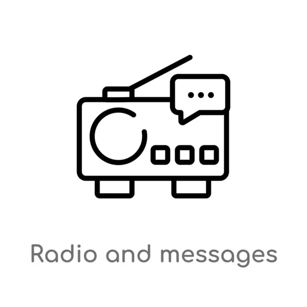 概要ラジオとメッセージベクトルアイコン 技術の概念から孤立した黒のシンプルなライン要素のイラスト 白い背景に編集可能なベクトルストロークラジオとメッセージアイコン — ストックベクタ