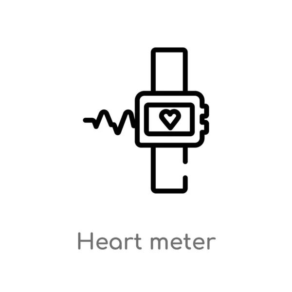 Outline Heart Meter Vector Icon Isolated Black Simple Line Element — Stock Vector