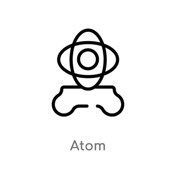 Ikona Wektora Atomu Konturu Białym Tle Prosty Element Linii Ilustracja — Wektor stockowy