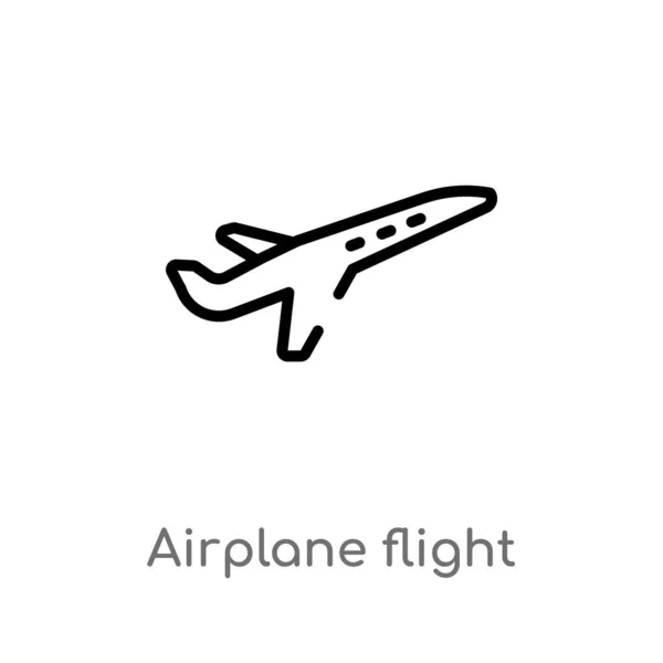 Overzicht Vliegtuig Flight Vector Icon Geïsoleerde Zwarte Eenvoudige Lijn Element — Stockvector