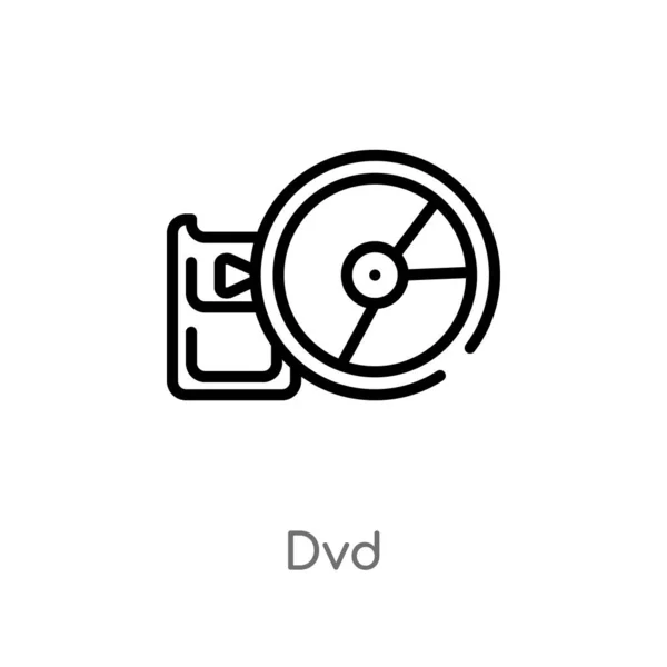 Overzicht Dvd Vector Pictogram Geïsoleerde Zwarte Eenvoudige Lijn Element Illustratie — Stockvector