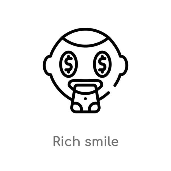 Overzicht Rich Smile Vector Pictogram Geïsoleerde Zwarte Eenvoudige Lijn Element — Stockvector