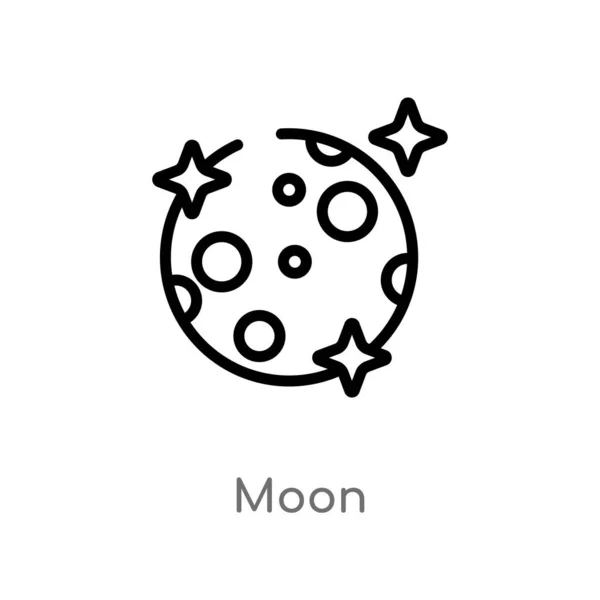 Contour Lune Vecteur Icône Illustration Isolée Élément Ligne Simple Noir — Image vectorielle