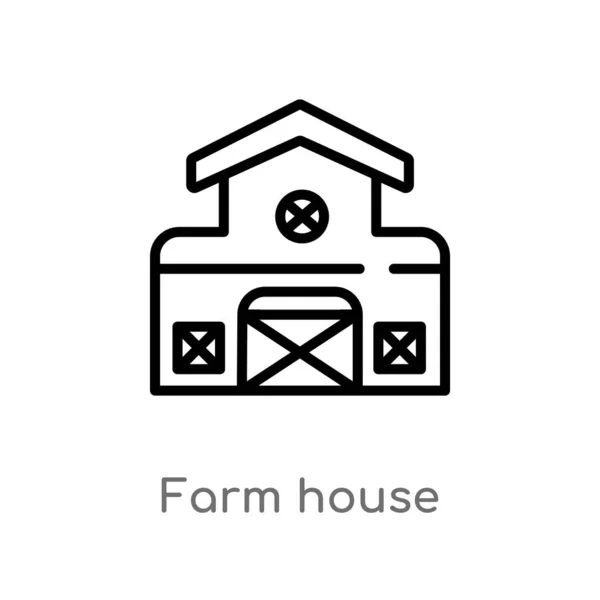 Иконка Вектора Фермерского Дома Изолированная Черная Простая Иллюстрация Элемента Линии — стоковый вектор