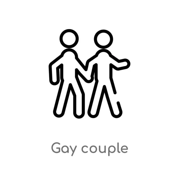Contour Gay Couple Vecteur Icône Illustration Isolée Élément Ligne Simple — Image vectorielle