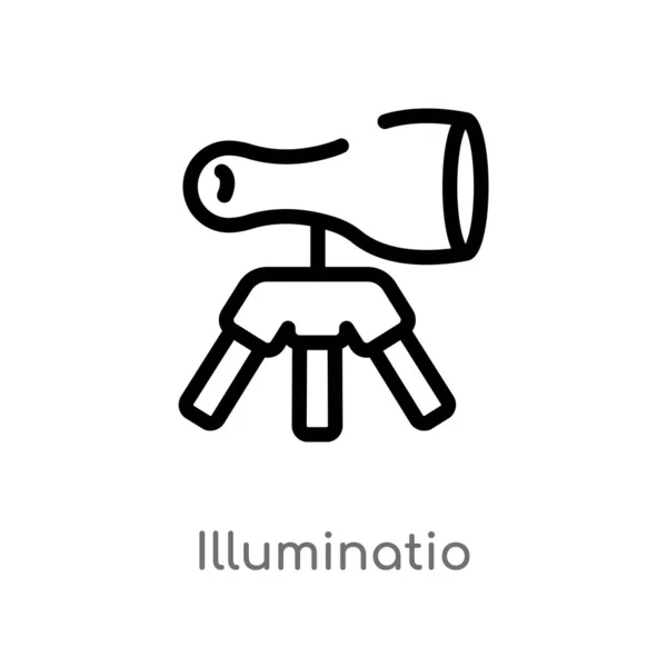 アウトライン Illuminatio ベクターアイコン 写真のコンセプトから孤立した黒のシンプルなライン要素のイラスト 白い背景に編集可能なベクトルストローク Illuminatio アイコン — ストックベクタ