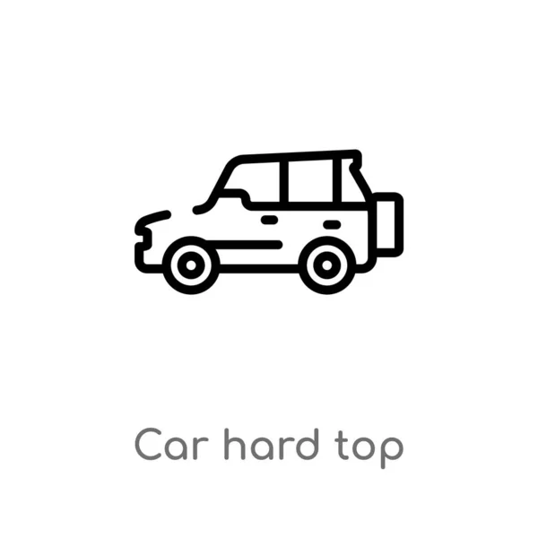 アウトライン車ハードトップベクトルアイコン 車パーツコンセプトから分離されたブラックシンプルなラインエレメントイラスト 白い背景に編集可能なベクトルストローク車ハードトップアイコン — ストックベクタ
