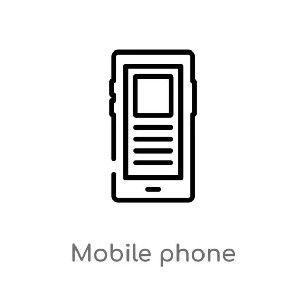 Contorno Icono Del Vector Del Teléfono Móvil Aislado Negro Simple — Archivo Imágenes Vectoriales