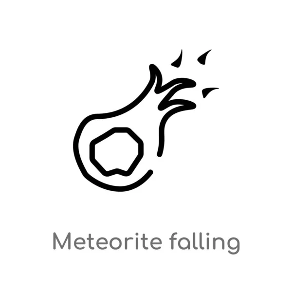 Contorno Meteoritos Cayendo Icono Vector Elemento Línea Simple Negro Aislado — Archivo Imágenes Vectoriales