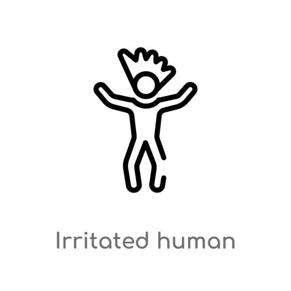 Outline Irritated Human Vector Icon Isolated Black Simple Line Element — Stock Vector