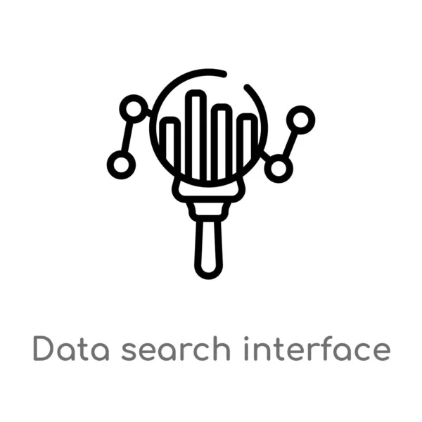 Outline Data Search Interface Vector Icon Isolated Black Simple Line — Stock Vector