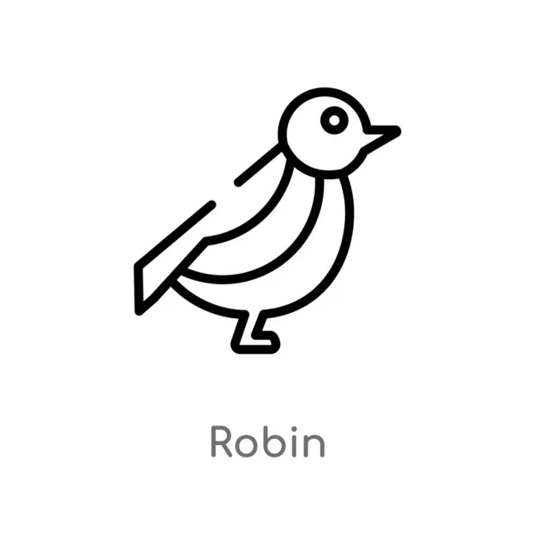 Schéma Icône Vectorielle Robin Illustration Isolée Élément Ligne Simple Noir — Image vectorielle