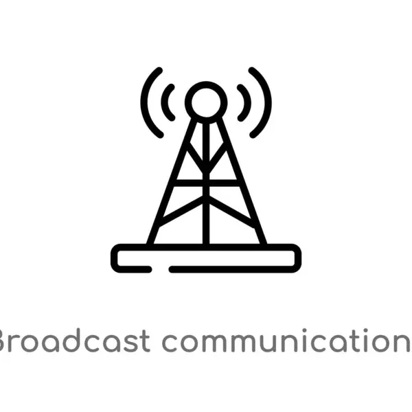 Contorno Trasmissione Comunicazione Torre Vettoriale Icona Isolato Nero Semplice Linea — Vettoriale Stock