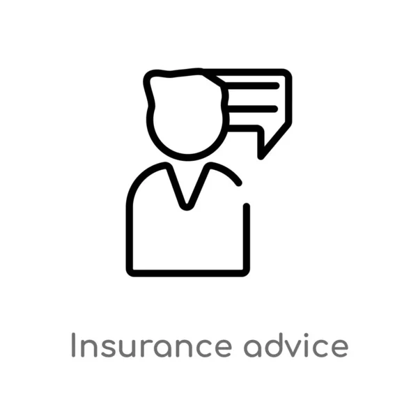 Outline Insurance Advice Vector Icon Isolated Black Simple Line Element — Stock Vector