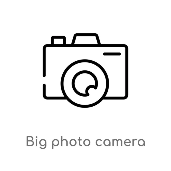 Obrysový Symbol Velké Fotografické Kamery Izolovaná Černá Jednoduchá Čára Ilustrace — Stockový vektor