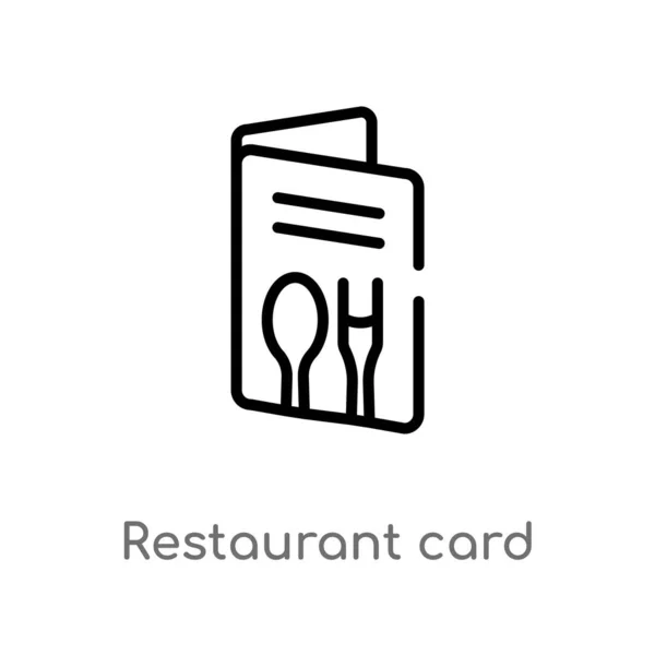 概述餐厅卡矢量图标 从商业概念中分离出黑色简单线元素插图 白色背景上的可编辑矢量描边餐厅卡图标 — 图库矢量图片