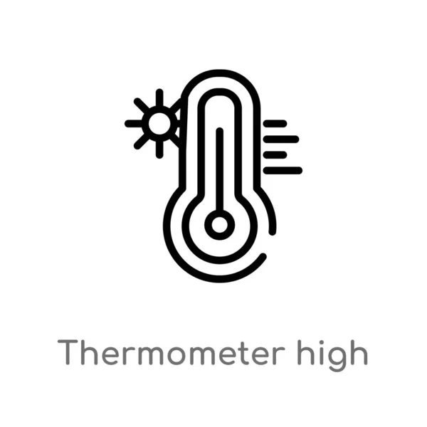 Aperçu Thermomètre Icône Vectorielle Haute Température Illustration Isolée Élément Ligne — Image vectorielle