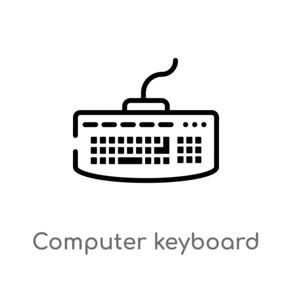 Outline Computer Keyboard Vector Icon Isolated Black Simple Line Element — Stock Vector