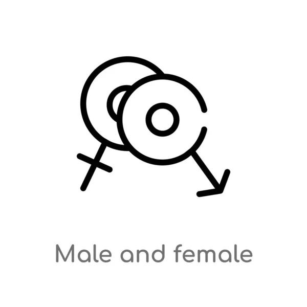 Contorno Icono Vectorial Masculino Femenino Aislado Negro Simple Línea Elemento — Vector de stock