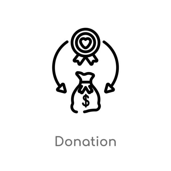 Bağış Vektör Simgesini Anahat Crowdfunding Kavramından Izole Siyah Basit Çizgi — Stok Vektör