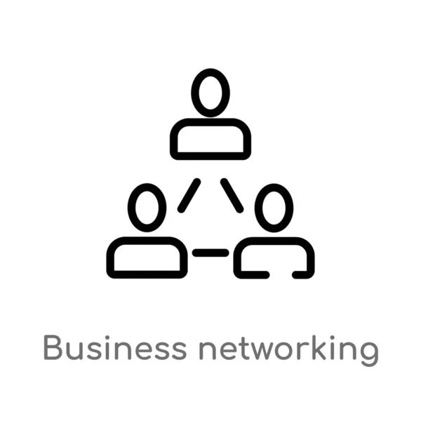 Overzicht Van Business Networking Vector Icon Geïsoleerde Zwarte Eenvoudige Lijn — Stockvector