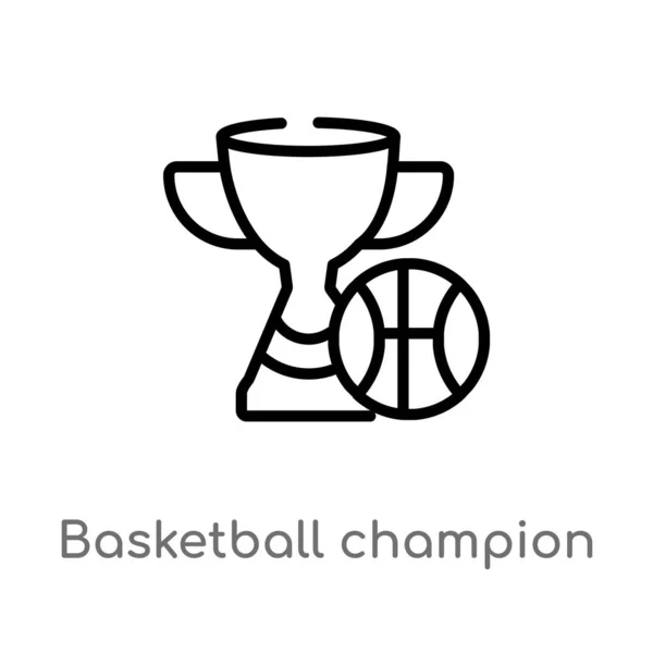 Umreißen Basketball Champion Vektor Symbol Vereinzelte Darstellung Schwarzer Einfacher Linien — Stockvektor
