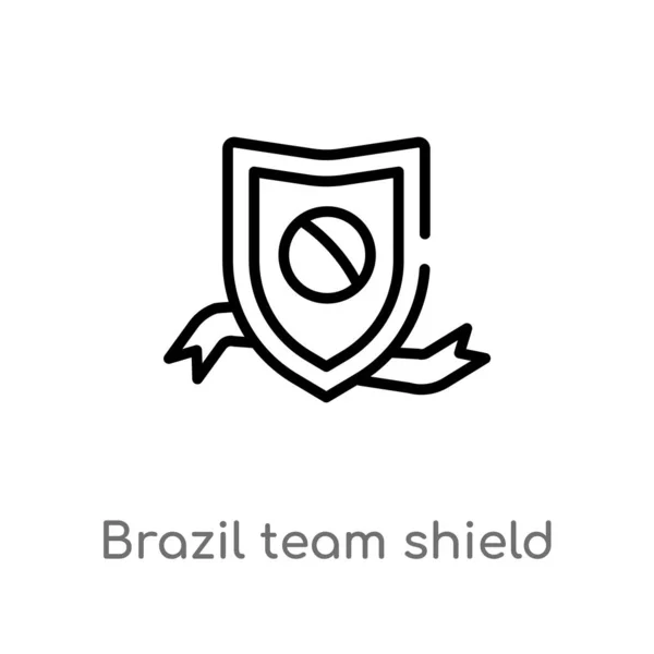 Esboço Brasil Equipe Escudo Vetor Ícone Isolado Preto Simples Ilustração — Vetor de Stock