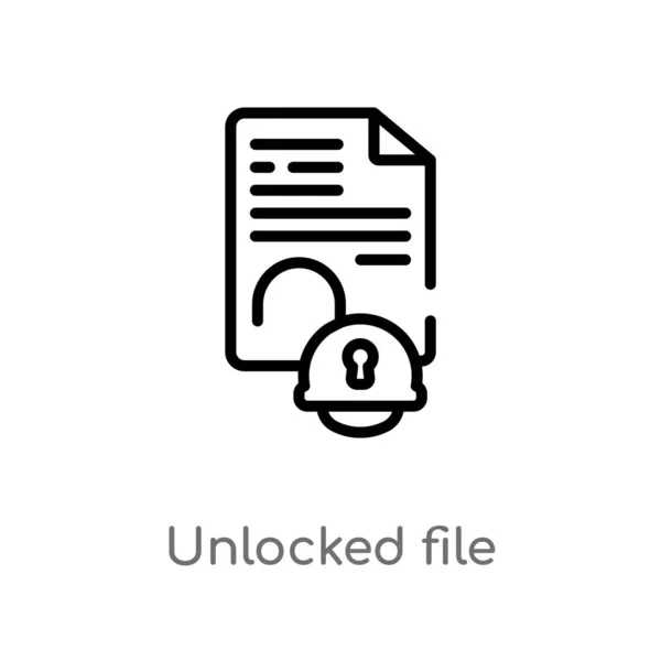 Contorno Desbloqueado Icono Vector Archivo Elemento Línea Simple Negro Aislado — Archivo Imágenes Vectoriales