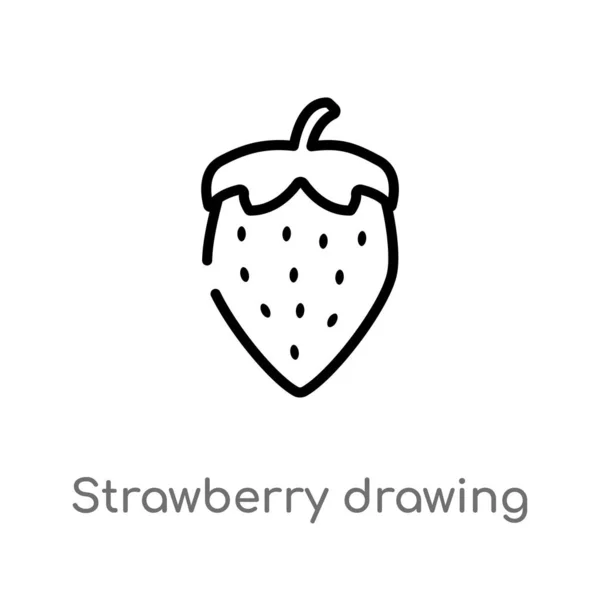 Outline Strawberry Drawing Vector Icon Isolated Black Simple Line Element — Stock Vector