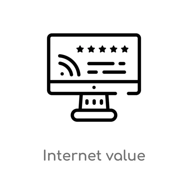 Contorni Icona Vettoriale Valore Del Internet Isolato Nero Semplice Linea — Vettoriale Stock