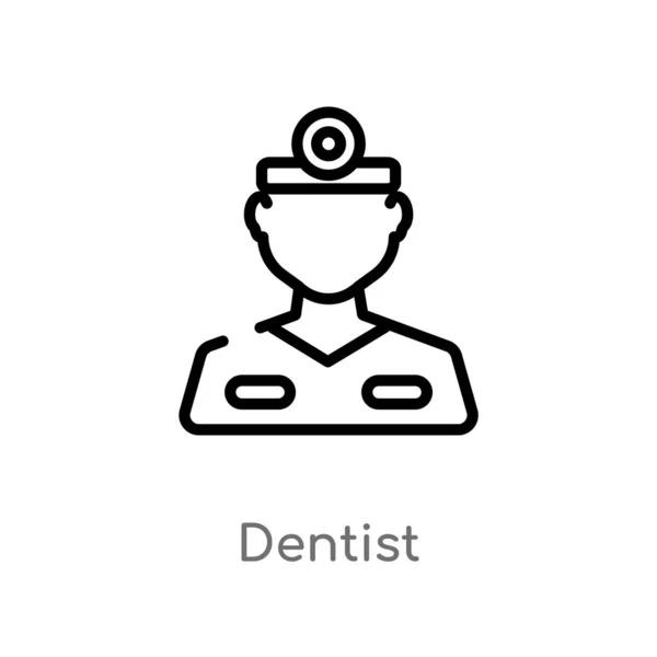 Delinear Ícone Vetor Dentista Isolado Preto Simples Ilustração Elemento Linha — Vetor de Stock