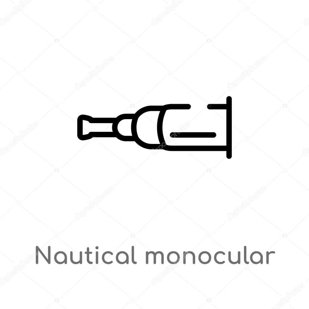 outline nautical monocular vector icon. isolated black simple line element illustration from nautical concept. editable vector stroke nautical monocular icon on white background