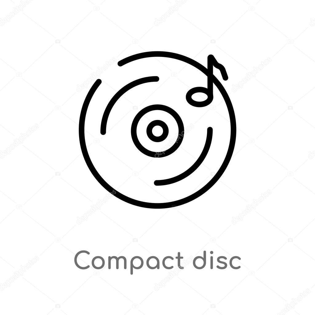 Outline compact disc vector icon. isolated black simple line element illustration from electronic stuff fill concept. editable vector stroke compact disc icon on white background
